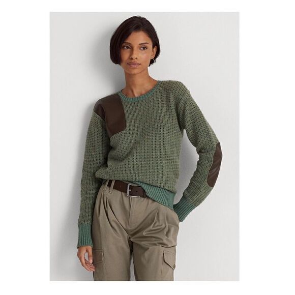 Lauren Ralph Lauren women’s black label green and blue color blocking wool blend - Picture 1 of 14